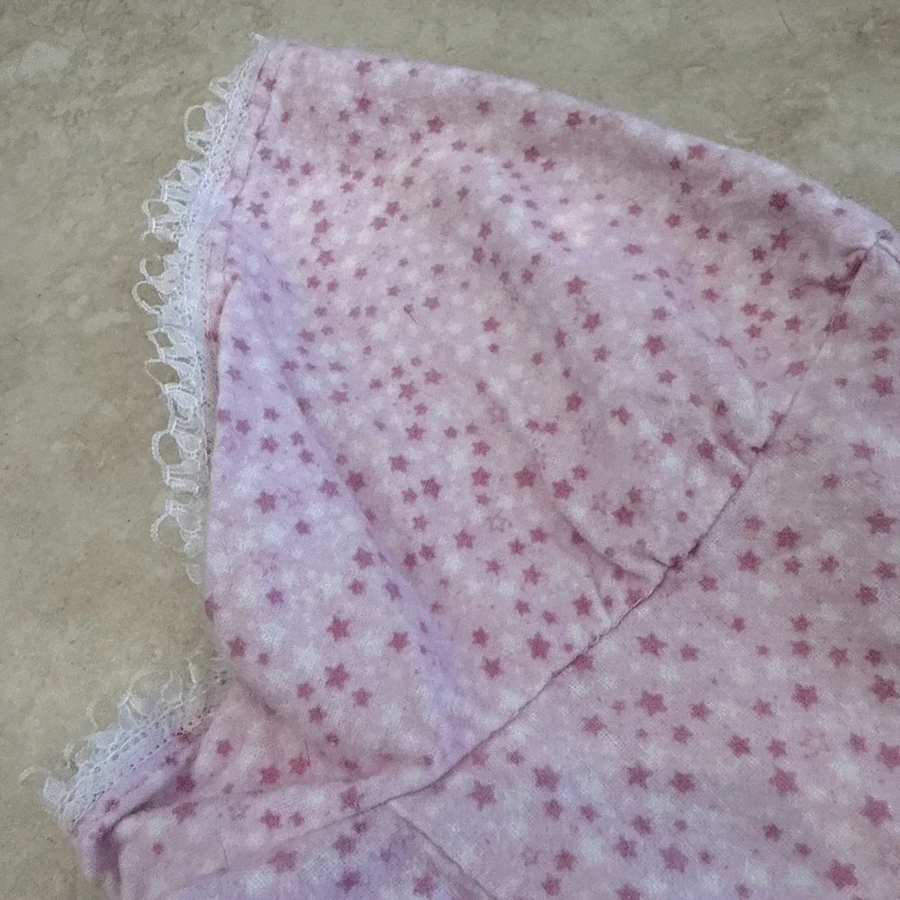 Girls Nightgown Cottage Core Pink Floral Lace Size L?(10/12) Grany Prairie Fairy